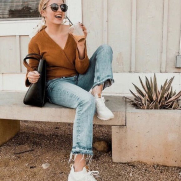 Madewell Tops - Madewell Texture Thread Tie Faux Wrap Top XXL
